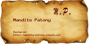 Mandits Patony névjegykártya